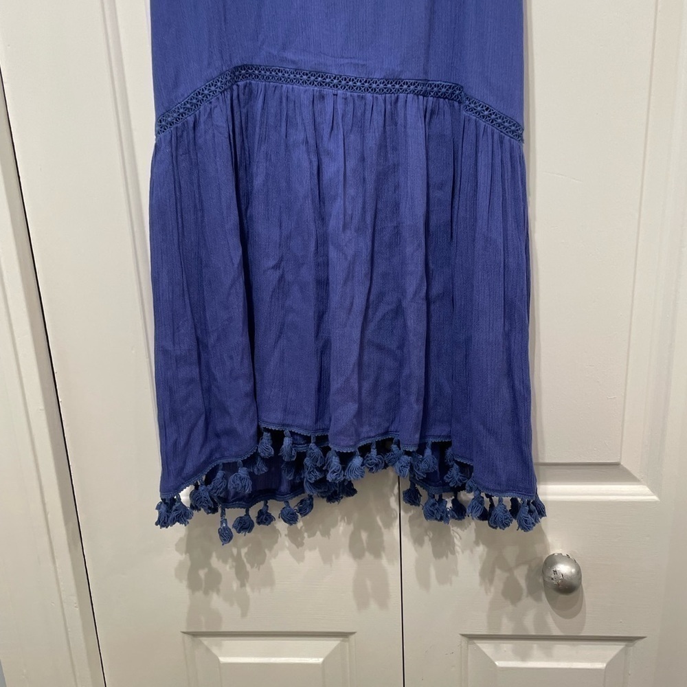 AREA STARS Flirty Beach Dress Pom Pom Hemline Cover Up Women’s Sundress Blue NWT - Picture 8 of 12
